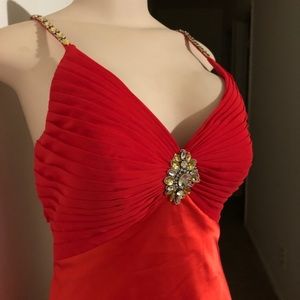 Cache red prom jeweled dress size 6